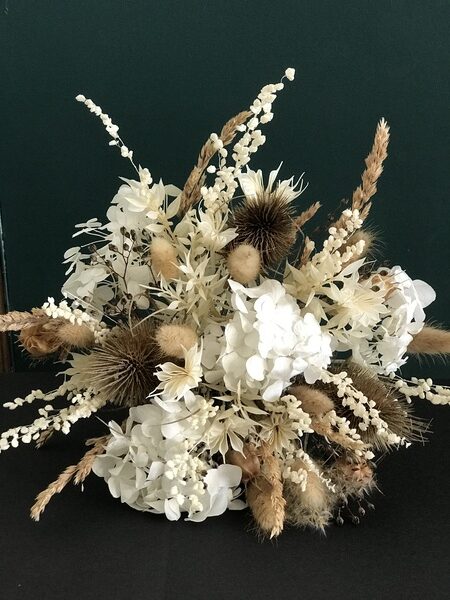 img brindille bouquet fleurs séchées blanc marron naturel